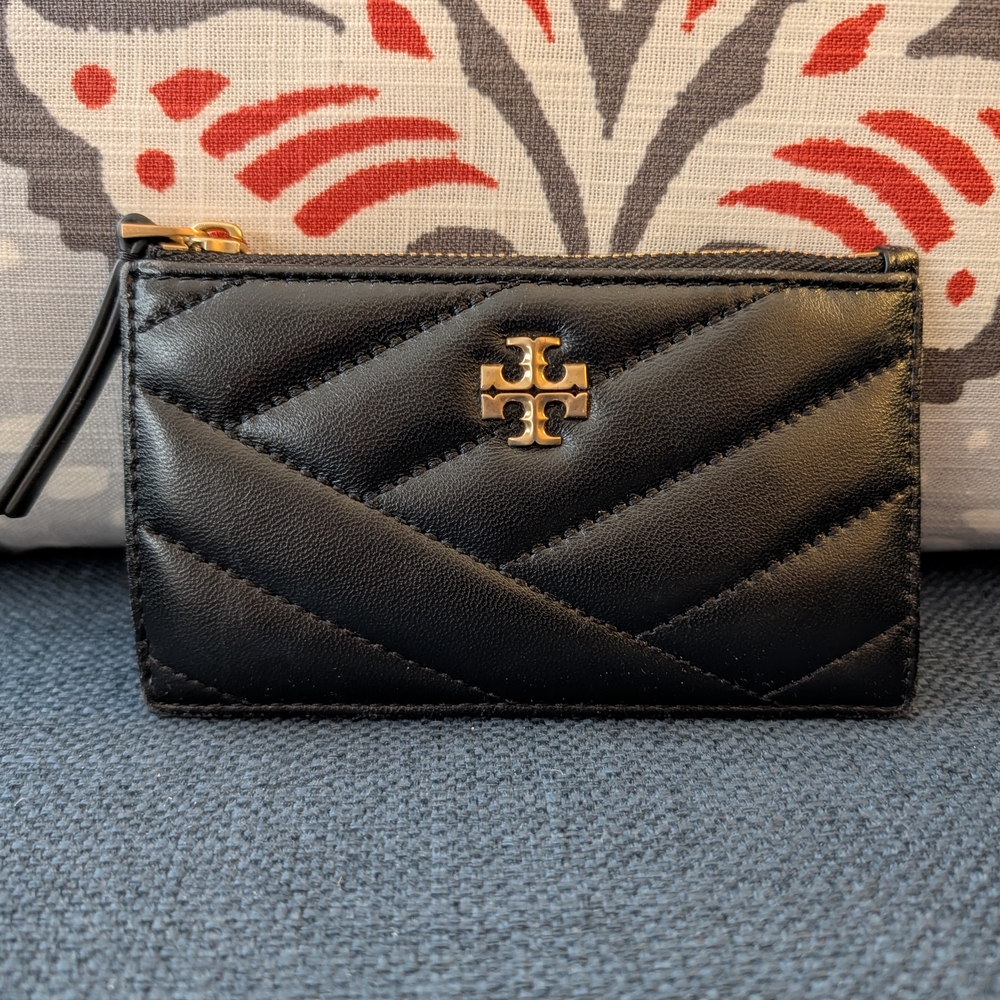 Tory Burch Black Quilted Cardholder Compact Wallet